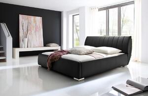 Černá koženková dvoulůžková postel Meise Möbel Bern 180 x 200 cm s úložným prostorem