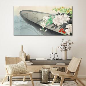 Obraz na skle Obraz na skle Květinový člun květiny voda