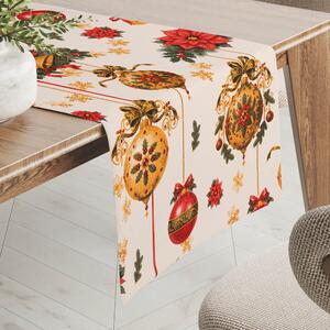 Biante Bavlněný běhoun na stůl Sandra SA-810 Vánoční ozdoby na krémovém 20x120 cm