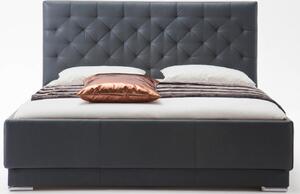 Černá koženková dvoulůžková postel Meise Möbel Pisa 180 x 200 cm