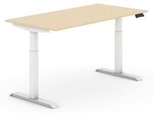Výškově nastavitelný stůl, elektrický, 735-1235 mm, deska 1600x800 mm, wenge, bílá podnož