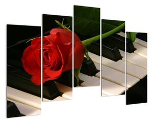 Obraz růže na klavíru (125x90cm)