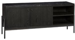 Černá dřevěná komoda Hübsch Nobu 120 x 35 cm s mramorovou deskou