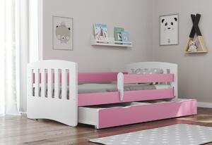 Dětská postel CLASSIC 1 + matrace + úložný prostor, 140x80, růžová