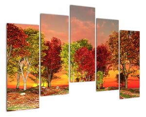 Obraz přírody - barevné stromy (125x90cm)