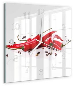Skleněné hodiny Chilli papričky zskb-30x30-00089961