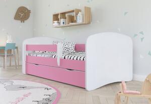 Dětská postel SOGNO + matrace + úložný prostor, 70x140, růžová
