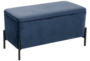 Time for home Tmavě modrá sametová lavice Zoel s černou podnoží 90 cm