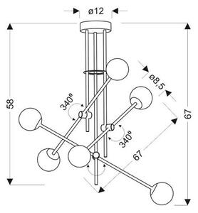 Lustr na tyči PAKSOS 6xG9/5W/230V černá