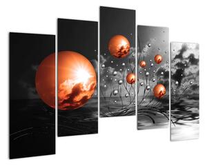Abstraktní obrazy - oranžové koule (125x90cm)