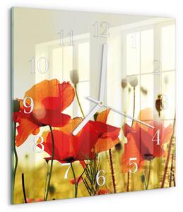 Skleněné hodiny Vlčí máky zskb-30x30-00082861