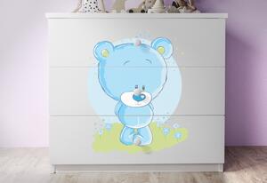 Dětská komoda SOGNO, 80x80x41, bílá/modrý medvěd