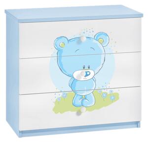 Dětská komoda BABYDREAMS, 80x80x41, modrá/modrý medvěd