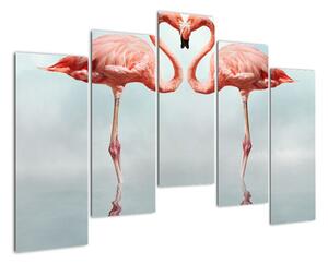 Plameňáci - obraz srdce (125x90cm)