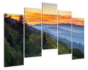 Obraz horské krajiny při západu slunce (125x90cm)