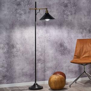 Globo Stojací lampa Lenius s pohyblivým stínidlem, Černá, Obývací pokoj / jídelna, kov, Industriální design