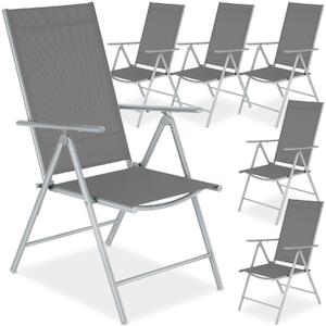 Tectake Skládací zahradní židle s nastavitelnou opěrkou, síťovina - stříbrná