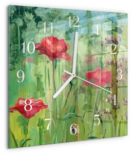 Skleněné hodiny Vlčí máky zskb-30x30-00083171