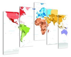 Obraz - barevná mapa světa (125x90cm)
