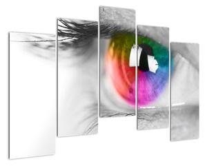 Moderní obraz: barevné oko (125x90cm)