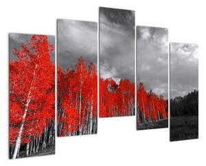 Červený les - moderní obraz (125x90cm)
