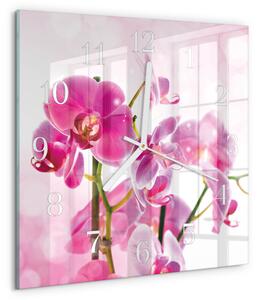 Skleněné hodiny Orchidej zskb-30x30-00058568