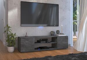 TV stolek PETRA, 155x37x40, tmavě šedá/beton