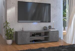 TV stolek PETRA, 155x37x40, tmavě šedá/beton