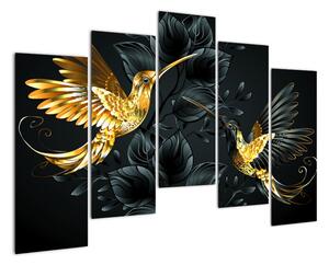 Obraz - zlatí ptáci (125x90cm)