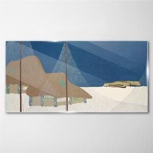Obraz na skle Obraz na skle Abstrakce Snow Cottage Sky