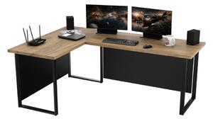 Počítačový rohový stůl NAVI + zadní deska, 200/135x74x65, dub craft