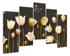 Obraz zlatých tulipánů (125x90cm)