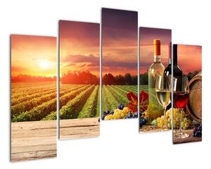 Obraz - víno a vinice při západu slunce (125x90cm)