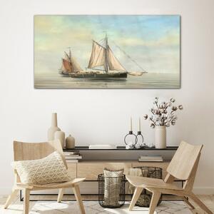 Obraz na skle Obraz na skle Malování moře lodí rybář
