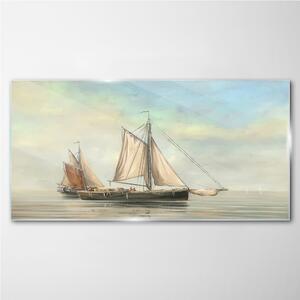 Obraz na skle Obraz na skle Malování moře lodí rybář
