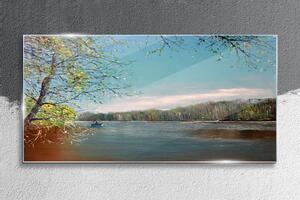 Obraz na skle Obraz na skle Loď voda říční stromy