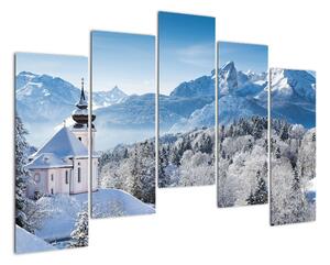 Kostel v horách - obraz zimní krajiny (125x90cm)