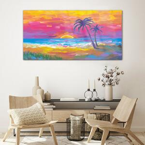 Obraz na skle Obraz na skle Pláž Palm Sunset
