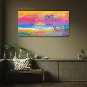 Obraz na skle Obraz na skle Pláž Palm Sunset