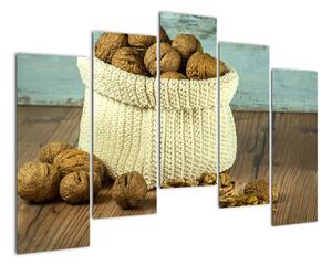 Obraz - ořechy v pleteném koši (125x90cm)