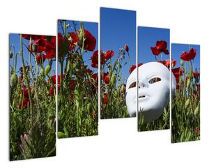 Obraz - maska v trávě (125x90cm)