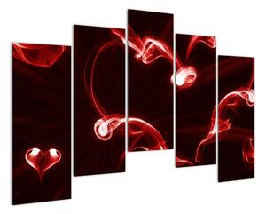 Abstraktní obraz - červené srdce (125x90cm)