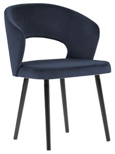 Tmavě modrá sametová jídelní židle MICADONI GOA