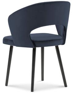 Tmavě modrá sametová jídelní židle MICADONI GOA