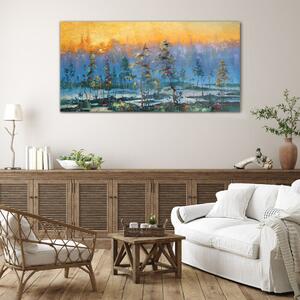 Obraz na skle Obraz na skle Malování lesa slunce