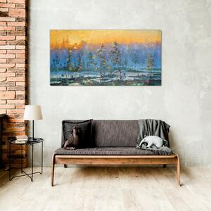 Obraz na skle Obraz na skle Malování lesa slunce