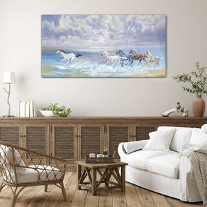 Obraz na skle Obraz na skle Malování koní pobřeží