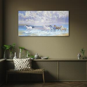 Obraz na skle Obraz na skle Malování koní pobřeží