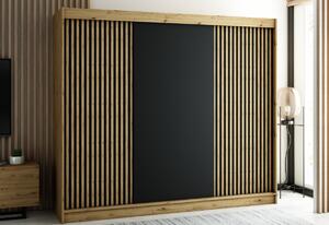 Posuvná skříň CAMELO, 200x200x62, dub artisan/černá