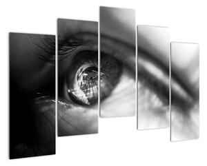Černobílý obraz - detail oka (125x90cm)